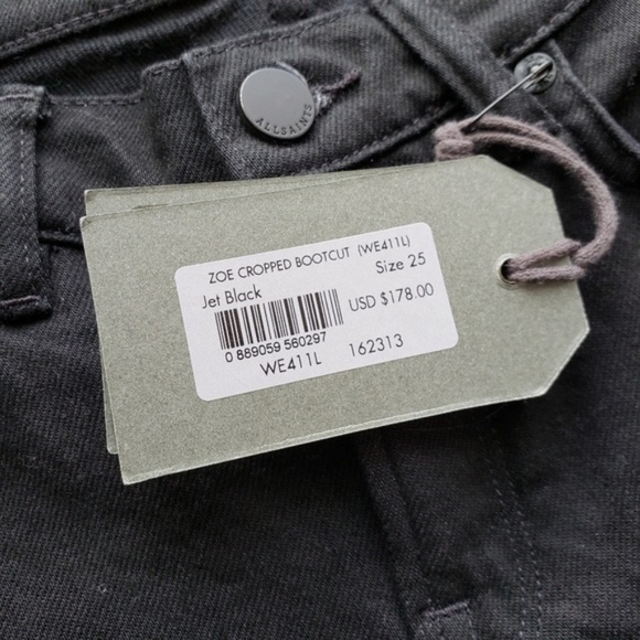 NWT All Saints Zoe Cropped Bootcut Jeans Black 25 - Picture 7 of 7